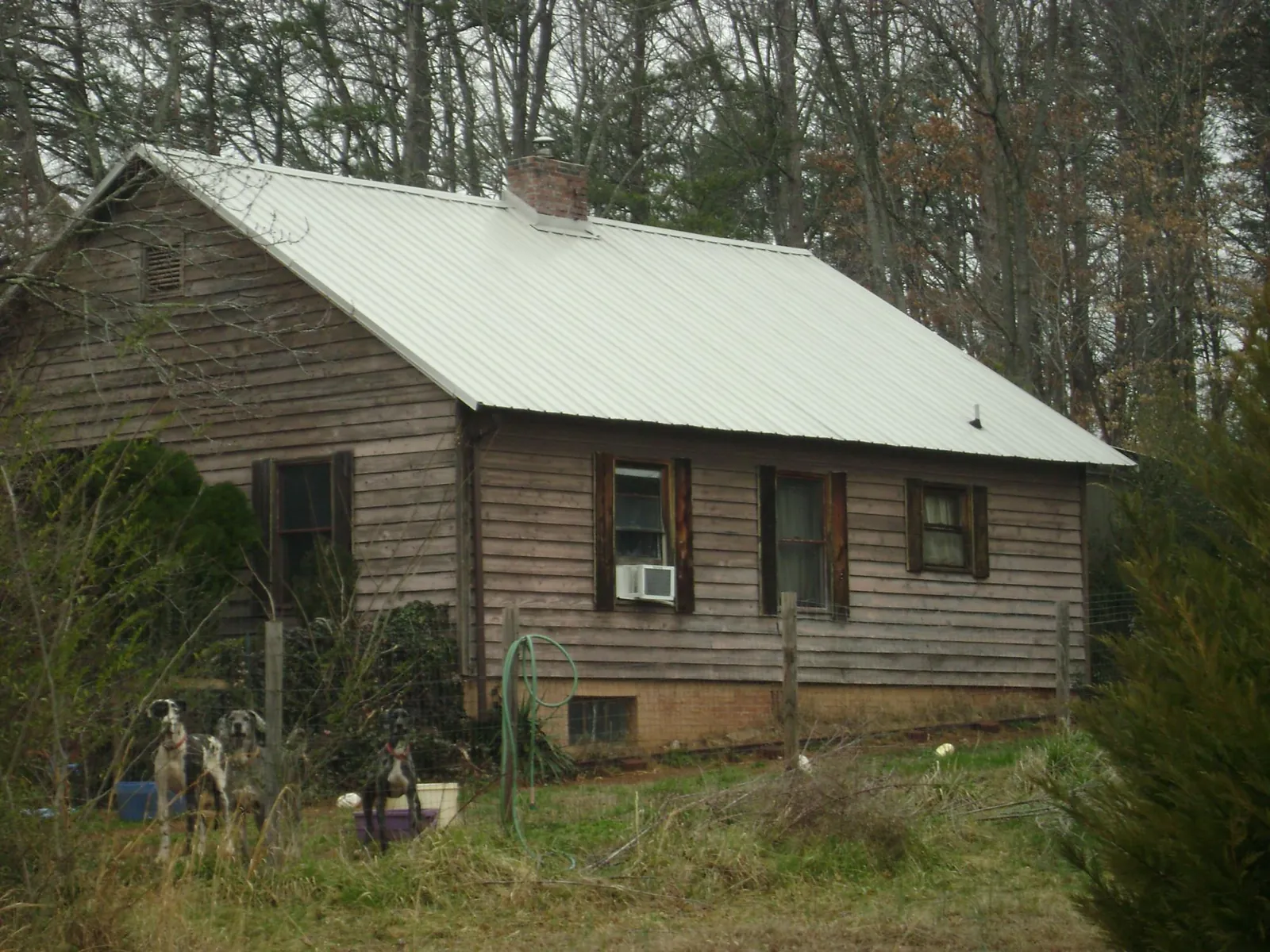 White metal roof on an old wood sided farmhouse, from a Asphalt Shingle Roof Repair job in Hartsville